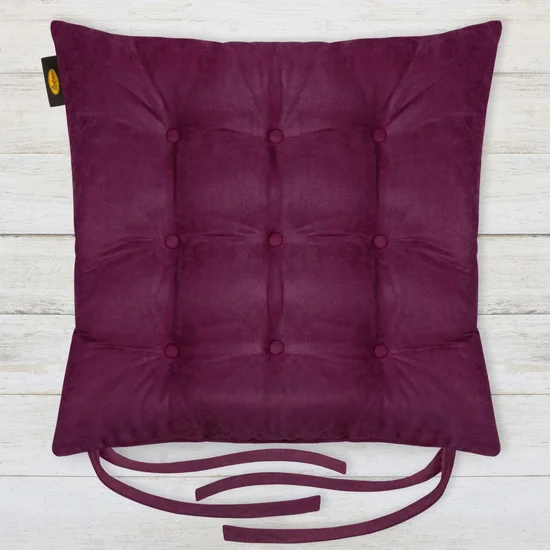 ADORE dwustronna welurowa poduszka siedziskowa na krzesło z dziewięcioma pikowaniami, gramatura 195 g/m2 - 40 x 40 x 6 cm - fioletowy