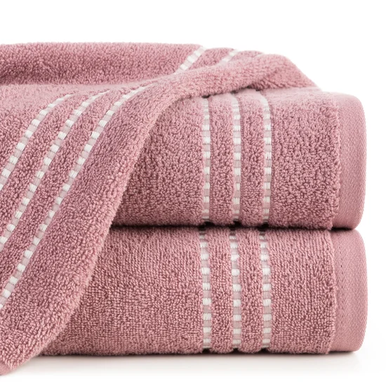 Ręcznik bawełniany FIORE z ozdobnym stebnowaniem - 30 x 50 cm - liliowy