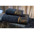 LIMITED COLLECTION ręcznik MUSA z welwetową bordiurą z wzorem liści miłorzębu ENERGIA GRANATU - 50 x 90 cm - granatowy 8