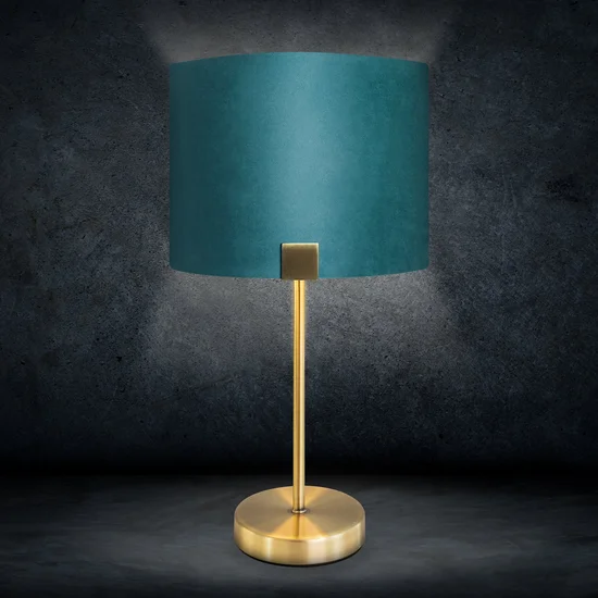 Lampa stołowa EZRA z welwetowym abażurem - ∅ 27 x 46 cm - turkusowy