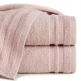 Ręcznik ALLY z bordiurą w pasy przetykany kontrastującą nicią miękki i puszysty, zero twist - 30 x 50 cm - pudrowy róż 1