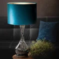 Lampa stołowa ADA na szklanej podstawie z turkusowego szkła z welwetowym abażurem - ∅ 36 x 69 cm - turkusowy 5