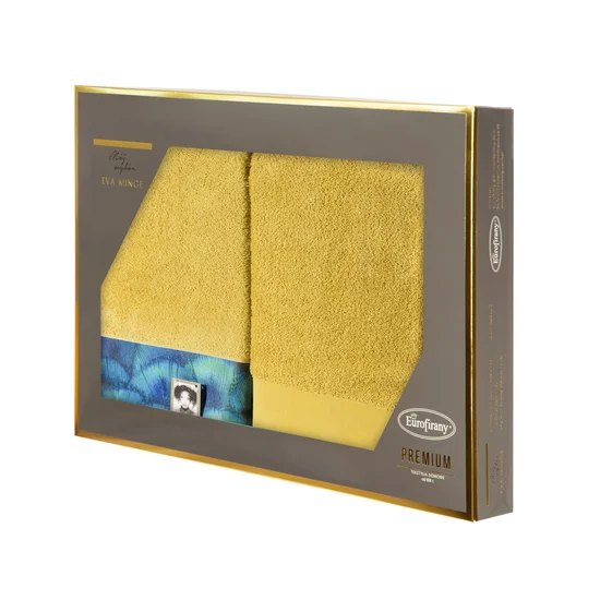 EWA MINGE Komplet ręczników CAMILA w eleganckim opakowaniu, idealne na prezent! - 2 szt. 50 x 90 cm - musztardowy