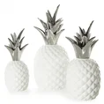 Figurka ceramiczna PINA biało-srebrny ananas - ∅ 10 x 22 cm - biały 2