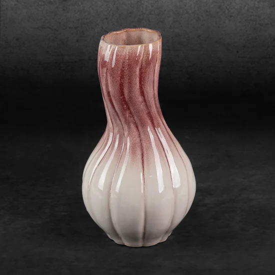 Wazon ceramiczny EVITA z efektem ombre - ∅ 17 x 32 cm - kremowy