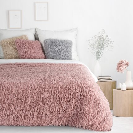 Koc ADORE z przyjemnego futerka 130 x 170 cm pudrowy | Eurofirany
