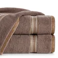 EWA MINGE Ręcznik FILON w kolorze jasnobrązowym, w prążki z ozdobną bordiurą przetykaną srebrną nitką - 50 x 90 cm - jasnobrązowy 1