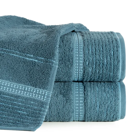 ELLA LINE ręcznik bawełniany TAYLOR z ozdobnym stebnowaniem i bordiurą w paseczki - 50 x 90 cm - ciemnoniebieski