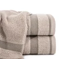 Ręcznik RODOS z ozdobną żakardową bordiurą w pasy - 50 x 90 cm - beżowy 1