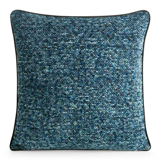 Poszewka dekoracyjna BARI z plecionej szenilowej nici z efektem melanżu - 45 x 45 cm - niebieski
