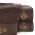 Ręcznik z bordiurą zdobioną ornamentowym haftem - 70 x 140 cm - brązowy 1