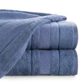 Ręcznik z żakardową bordiurą w geometrycznym stylu - 50 x 90 cm - niebieski 1