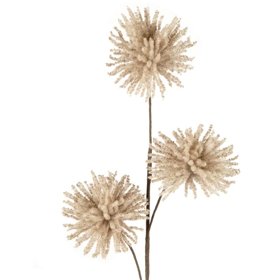 GAŁĄZKA Z DMUCHAWCAMI kwiat sztuczny dekoracyjny - 60 cm - beżowy