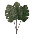 GAŁĄZKA OZDOBNA trzy liście monstery, kwiat sztuczny dekoracyjny - 56 cm - ciemnozielony 1