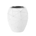 Wazon ceramiczny NILA zdobiony geometrycznym motywem oraz cyrkoniami - 12 x 10 x 15 cm - biały 1