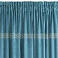DIVA LINE Zasłona z welwetu zdobiona pasem geometrycznego wzoru z drobnych jasnozłotych dżetów - 140 x 270 cm - ciemnoturkusowy 4