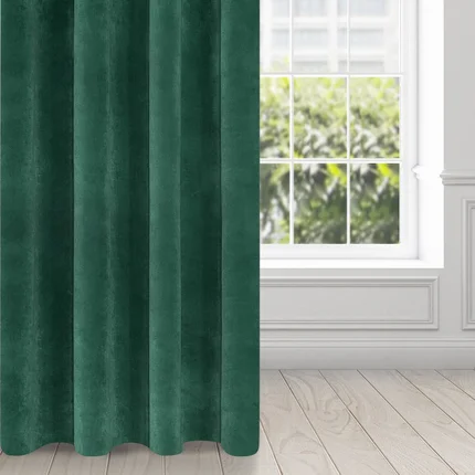 Zasłona ciemnozielona z ekskluzywnego matowego welwetu 140x250 cm przelotka RIA Diva Line Zasłona ciemnozielona z ekskluzywnego matowego welwetu 140x250 cm przelotka RIA Diva Line - 140 x 250 cm