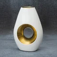 Wazon ceramiczny MIRA z otworem biało-złoty - 17 x 8 x 25 cm - biały 1