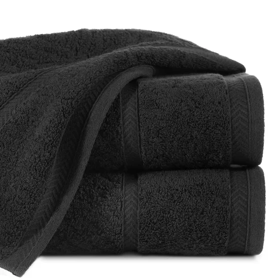 REINA LINE Ręcznik z bawełny zdobiony wzorem w zygzaki z gładką bordiurą - 30 x 50 cm - czarny