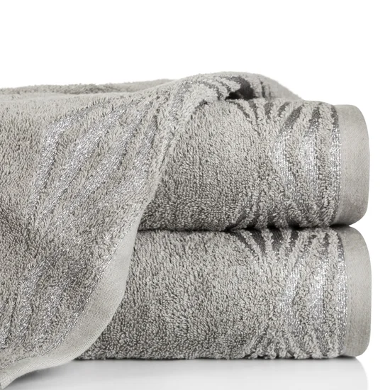 DIVA LINE Ręcznik SALLY w kolorze srebrnym, z żakardową bordiurą z połyskiem - 70 x 140 cm - srebrny