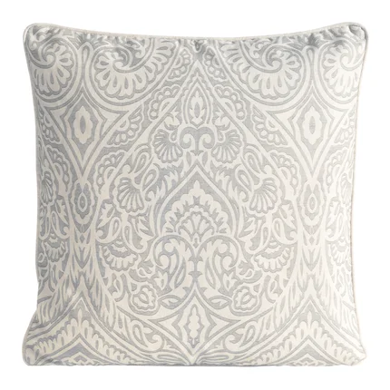 Poszewka bawełniana LEN z dodatkiem lnu zdobiona wzorem ornamentu Poszewka bawełniana LEN z dodatkiem lnu zdobiona wzorem ornamentu - 50 x 50 cm