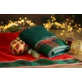 Ręcznik świąteczny STAR  01 bawełniany z żakardową bordiurą w kratkę i haftem ze śnieżynkami - 50 x 90 cm - butelkowy zielony 9