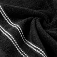 Ręcznik ALLY z bordiurą w pasy przetykany kontrastującą nicią miękki i puszysty, zero twist - 70 x 140 cm - czarny 5