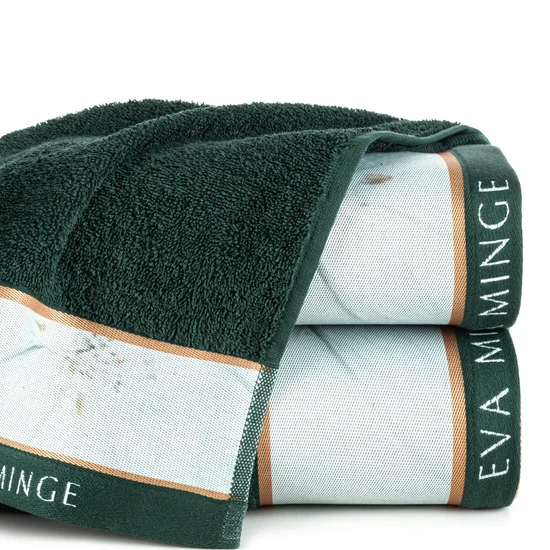 EVA MINGE Ręcznik EVA 5 z puszystej bawełny z bordiurą zdobioną designerskim nadrukiem - 30 x 50 cm - miętowy