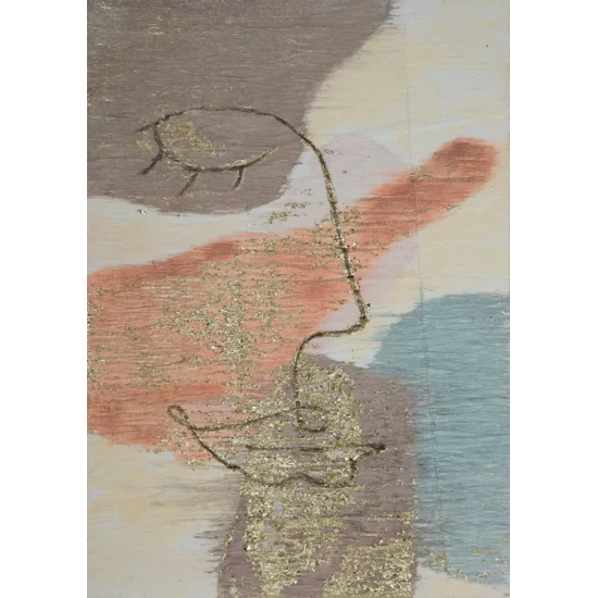 Obraz FACE 2 abstrakcyjny ręcznie malowany na płótnie - 50 x 70 cm - beżowy