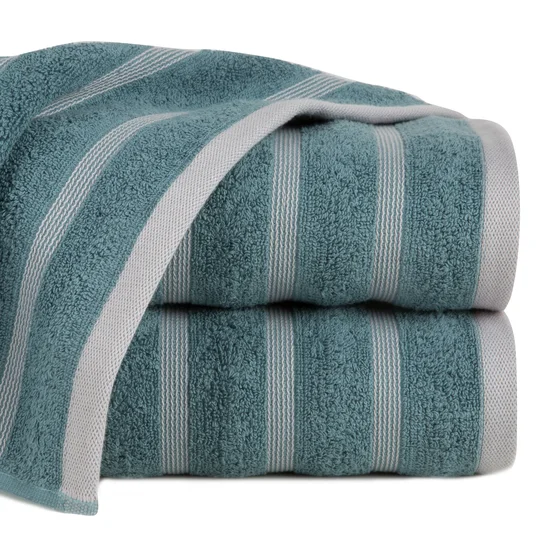 Ręcznik ISLA w ozdobne pasy - 50 x 90 cm - niebieski