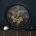Dekoracyjny zegar ścienny w stylu vintage z mapą i ruchomymi kołami zębatymi - 53 x 9 x 53 cm - czarny 8
