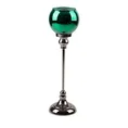 Świecznik bankietowy szklany FIBI  na wysmukłej metalowej  nóżce ze szklanym kloszem - ∅ 12 x 30 cm - zielony 1