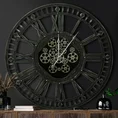 Dekoracyjny zegar ścienny w stylu industrialnym z metalu z ruchomymi kołami zębatymi - 90 x 8 x 90 cm - czarny 8