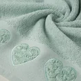 Ręcznik KAMILA bawełniany z ozdobną  bordiurą w formie serc wypełnionych różyczkami - 70 x 140 cm - miętowy 5