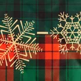 Komplet pościeli świątecznej STAR 02 z mikrowłókna z nadrukiem z motywem kraty i złotych śnieżynek - 160 x 200 cm - zielony 2