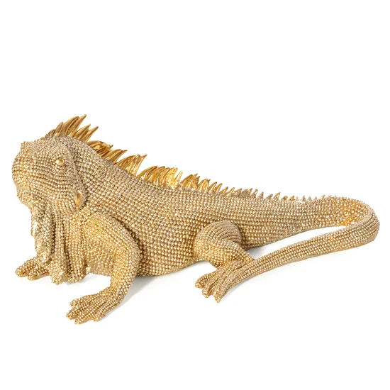 IGUANA- figurka dekoracyjna ELDO 2 o drobnym strukturalnym wzorze - 31 x 15 x 12 cm - złoty