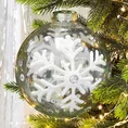 Bombka z transparentnego tęczowego szkła zdobiona śnieżynkami z brokatu oraz kryształkami - ∅ 10 cm - biały 1