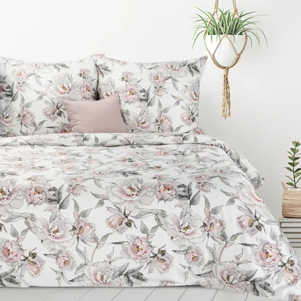 DESIGN 91 Komplet pościeli LEA 04 z satynowym splotem i nowoczesnym wzorem kwitnących peonii DESIGN 91 Komplet pościeli LEA 04 z satynowym splotem i nowoczesnym wzorem kwitnących peonii - 140 x 200 cm