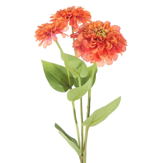 CYNIA WYTWORNA kwiat sztuczny dekoracyjny z płatkami z jedwabistej tkaniny - ∅ 11 x 52 cm - pomarańczowy