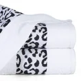 DIVA LINE Ręcznik LETA w kolorze białym, z żakardową bordiurą z motywem zwierzęcym i błyszczącą nicią - 70 x 140 cm - biały 1