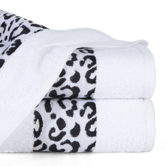 DIVA LINE Ręcznik LETA w kolorze białym, z żakardową bordiurą z motywem zwierzęcym i błyszczącą nicią - 70 x 140 cm - biały
