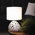 Lampka stołowa DAKOTA  na ceramicznej ażurowej podstawie z abażurem z matowej tkaniny - 25 x 16 x 40 cm - biały 6