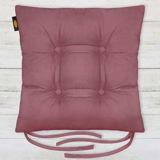 Dwustronna welurowa poduszka siedziskowa na krzesło z czterema pikowaniami, gramatura 195 g/m2 - 40x40x8 cm - wrzosowy