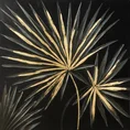 Obraz TREE 4 ręcznie malowany na płótnie złoty liść palmowy - 80 x 80 cm - złoty 1