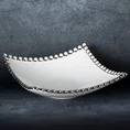 Misa ceramiczna kwadratowa ELORA zdobiona na brzegach kółeczkami podkreślone srebrnym odcieniem - 23 x 23 x 7 cm - biały 1