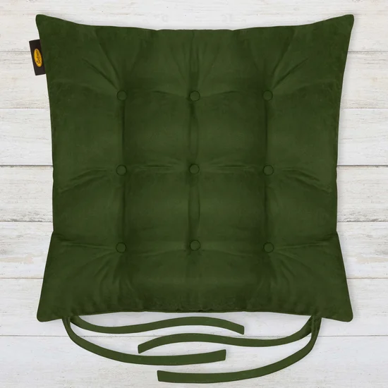 ADORE dwustronna welurowa poduszka siedziskowa na krzesło z dziewięcioma pikowaniami, gramatura 195 g/m2 - 40 x 40 x 6 cm - zielony
