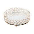 Okrągła taca dekoracyjna MESI z lustrzanym blatem i ażurowym obrzeżem z metalu i kryształów - ∅ 20 x 6 cm - złoty 3