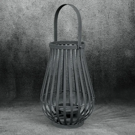 Lampion dekoracyjny LENA grafitowy z metalu Lampion dekoracyjny LENA grafitowy z metalu - ∅ 27 x 42 cm