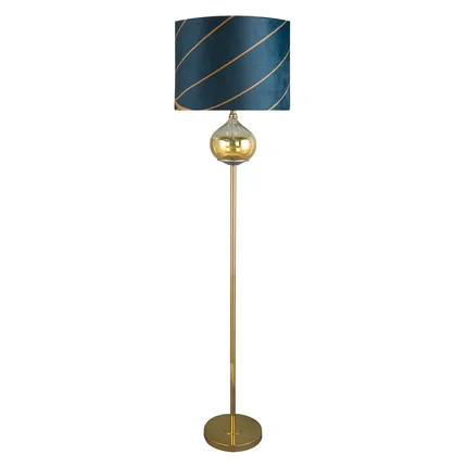 LIMITED COLLECTION Lampa stojąca LOTOS 2 ze szklaną ozdobą z efektem ombre i welwetowym abażurem HARMONIA TURKUSU LIMITED COLLECTION Lampa stojąca LOTOS 2 ze szklaną ozdobą z efektem ombre i welwetowym abażurem HARMONIA TURKUSU - ∅ 43 x 157 cm