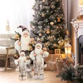 Mikołaj - figurka świąteczna  z workiem prezentów i misiem - 26 x 16 x 45 cm - biały 3